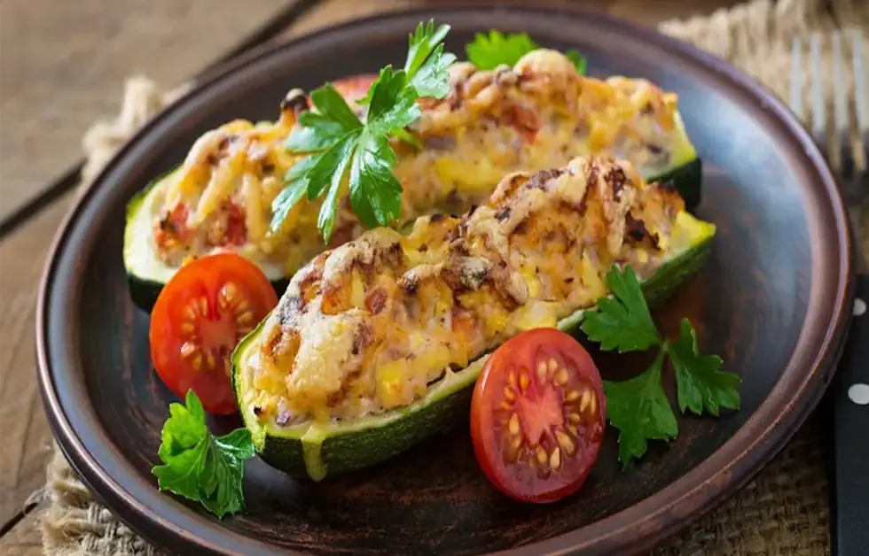 🥒 Abobrinha Recheada com Frango Desfiado: Leve, Saborosa e Nutritiva 2 Abobrinha Recheada com Frango