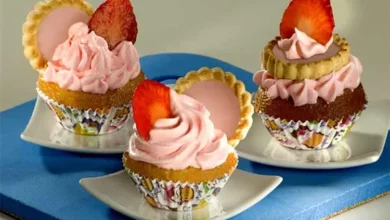 Cupcake de Morango Com Marshmallow