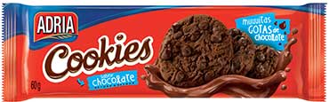 Biscoitos Cookies nos Sabores Chocolate e Baunilha 5 chocolate-com-gotas-60g