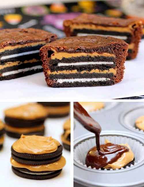 Cupcake com Recheio de Oreo e Pasta de Amendoim Cupcake com Recheio de Oreo e Pasta de Amendoim
