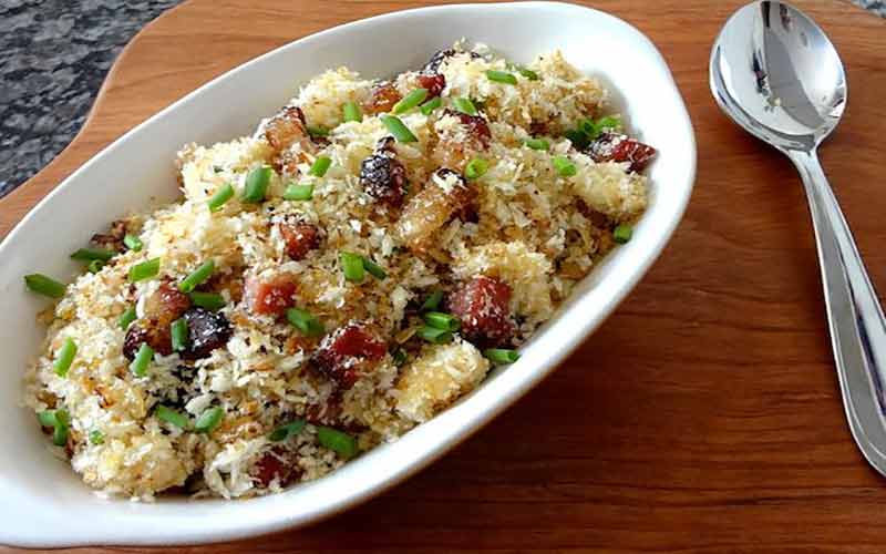 Farofa de natal com banana e bacon Farofa de natal com banana e bacon