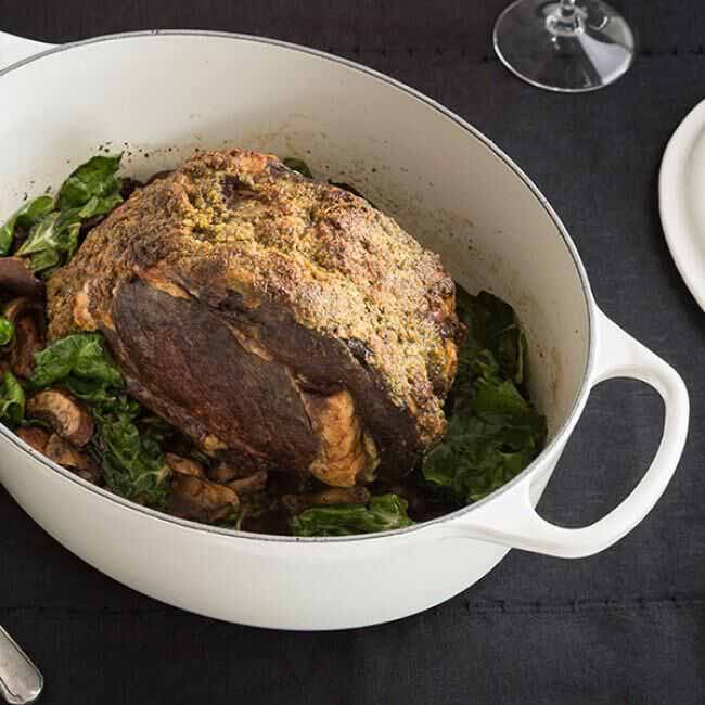 Receita de Costela Assada com Cogumelos Gourmet e salada de Acelga 2 Costela Assada com Cogumelos Gourmet