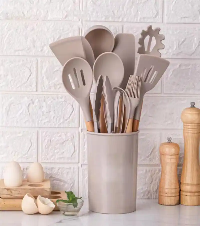 Jogo de Utensílios em Silicone Antiaderente – Perfeito para Cozinhar e Servir com Estilo 2 Jogo de Utensílios em Silicone Antiaderente